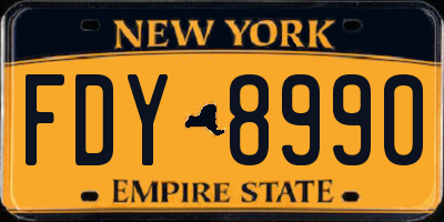 NY license plate FDY8990