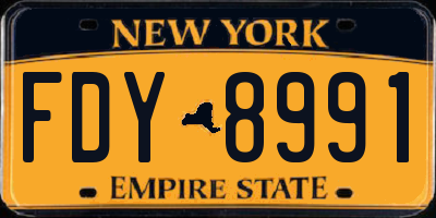 NY license plate FDY8991