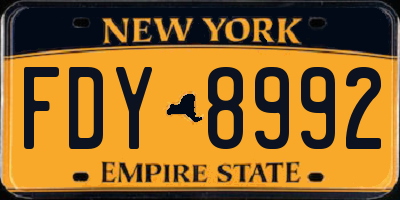 NY license plate FDY8992