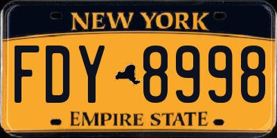 NY license plate FDY8998