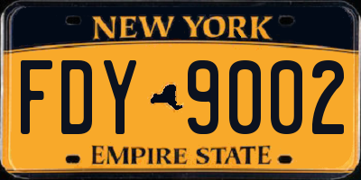 NY license plate FDY9002