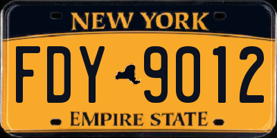 NY license plate FDY9012