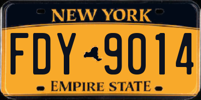 NY license plate FDY9014