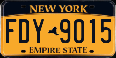 NY license plate FDY9015
