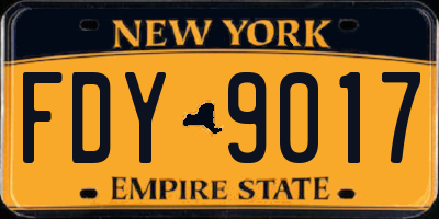 NY license plate FDY9017