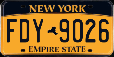 NY license plate FDY9026