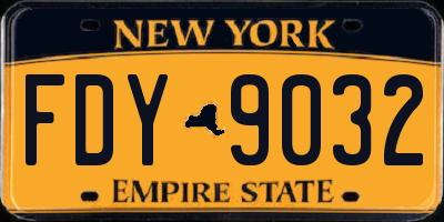 NY license plate FDY9032