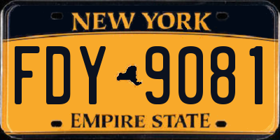 NY license plate FDY9081