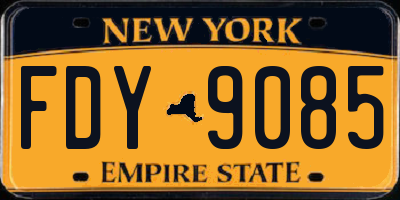 NY license plate FDY9085