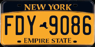 NY license plate FDY9086