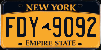 NY license plate FDY9092