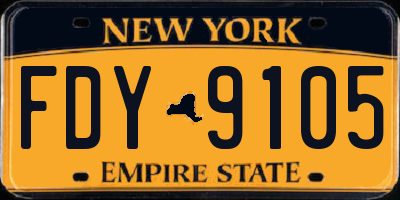 NY license plate FDY9105