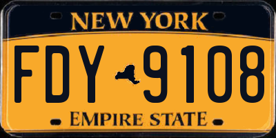 NY license plate FDY9108