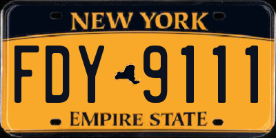 NY license plate FDY9111