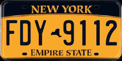 NY license plate FDY9112