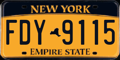 NY license plate FDY9115