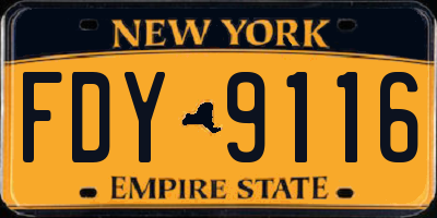 NY license plate FDY9116