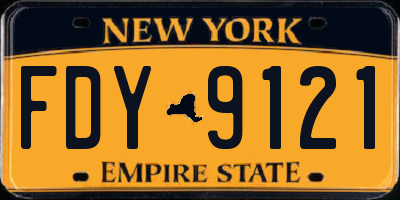 NY license plate FDY9121