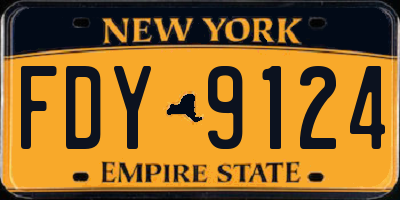 NY license plate FDY9124