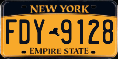 NY license plate FDY9128