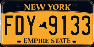 NY license plate FDY9133