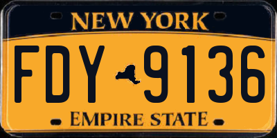NY license plate FDY9136