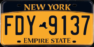 NY license plate FDY9137