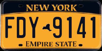 NY license plate FDY9141