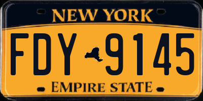 NY license plate FDY9145