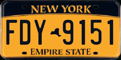 NY license plate FDY9151
