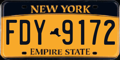 NY license plate FDY9172