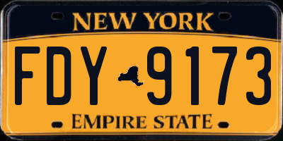 NY license plate FDY9173