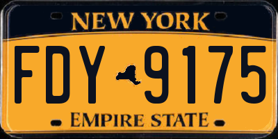 NY license plate FDY9175