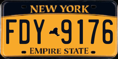 NY license plate FDY9176