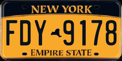 NY license plate FDY9178