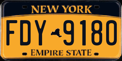 NY license plate FDY9180