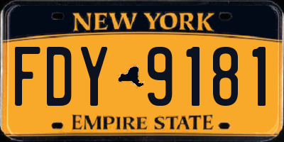 NY license plate FDY9181