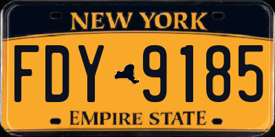 NY license plate FDY9185