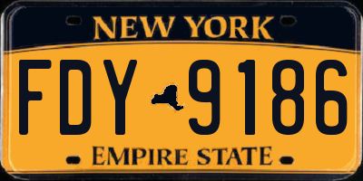 NY license plate FDY9186