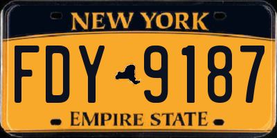 NY license plate FDY9187