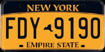 NY license plate FDY9190