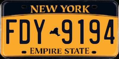 NY license plate FDY9194