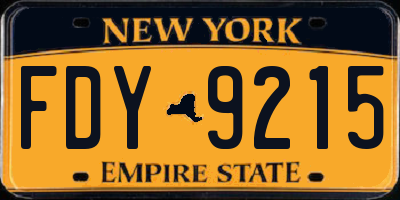 NY license plate FDY9215