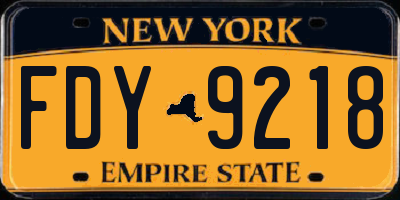 NY license plate FDY9218