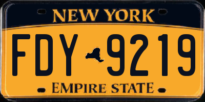 NY license plate FDY9219