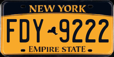 NY license plate FDY9222