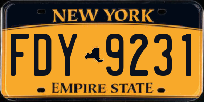 NY license plate FDY9231