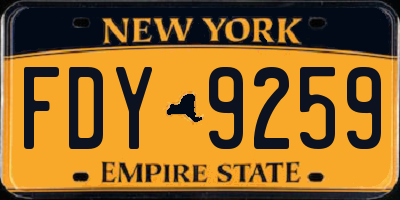 NY license plate FDY9259