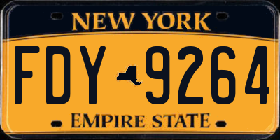 NY license plate FDY9264