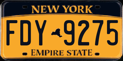 NY license plate FDY9275